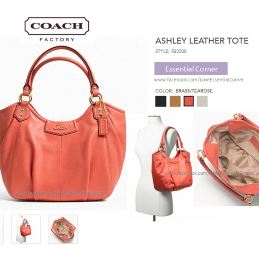 Coach Ashley F23308 Tearose Coral Leather Tote Shoulder Bag Medium - Picture 16 of 16